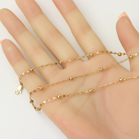 "Rose Gold Beaded Chain Necklace, XPNL0189 - Picture 5 of 12